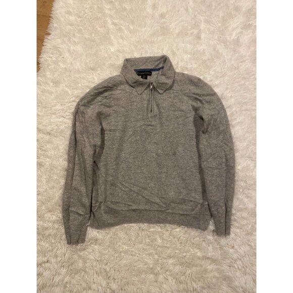 Christian Lacroix Men's 100% 2- Ply Cashmere 1/4-Zip Sweater Gray L - Picture 4 of 8